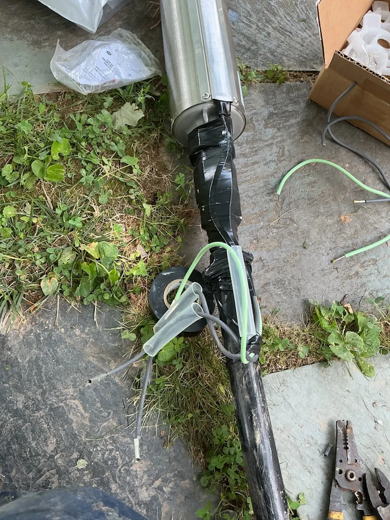 Submersible well pump replacement and wiring connection in Maryland